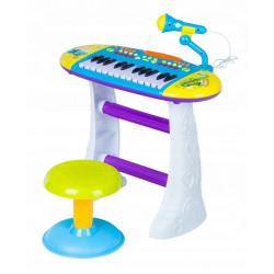 Vaikiškas pianinas su mikrofonu ir kėdute - mėlynas Eco Toys